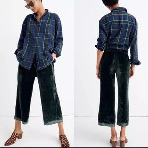 Madewell Women’s Velvet Deep Green Wide Leg Pants size L